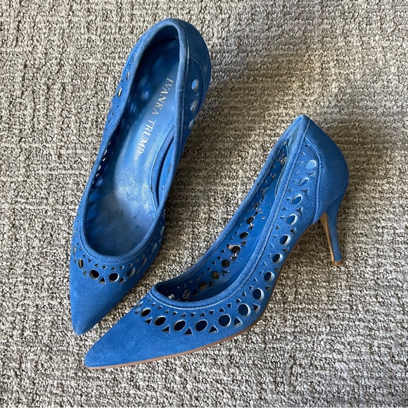 Ivanka Trump Blue Suede Cutout Pumps, Size 5.5 - Picture 6 of 9